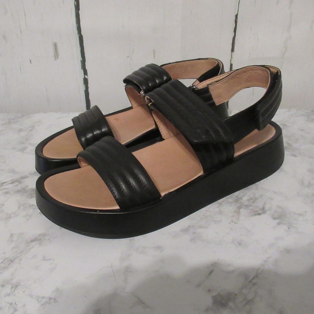 Madewell Sandals 8.5 Black Leather Emmalee Quilted Comfort Cloudlift Lite